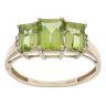 9ct Yellow Gold Peridot and Cubic Zirconia Three Stone Ring