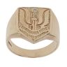 9ct Yellow Gold 0.01ct Diamond 'Who Dares Wins' Crest Signet Ring