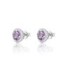 9ct White Gold Lavender Amethyst Halo Lab Grown Diamonds Earrings With D VVS