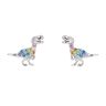 Silver Gem Set T-Rex Stud Earrings