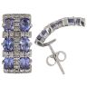 9ct White Gold 0.30ct Brilliant Cut Diamond And Tanzanite Cluster Earrings