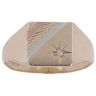 9ct Yellow White and Rose Gold 0.05ct Patterned Signet Ring