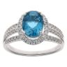 18ct White Gold 0.34ct Oval and Brilliant, Blue and Colourless Diamond Cluster Ring