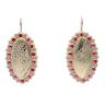 14ct Yellow Gold Red Gem Oval Earrings