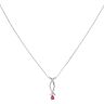 9ct White Gold 0.05ct Diamond and Ruby Pendant and Chain 18"