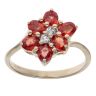 9ct Yellow Gold Orange Sapphire and Cubic Zirconia Cluster Ring