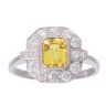 Platinum 1.50ct Yellow Sapphire and 0.50ct Diamond Cluster Ring
