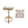18ct Yellow Gold 1.00ct Brilliant, Princess and Baguette Cut Diamond Cluster Earrings