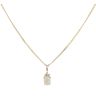 9ct Yellow Gold 0.02ct Diamond and Opal Pendant and Chain 18"