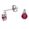 Silver Red Gemstone Celtic Stud Earrings By Icesia