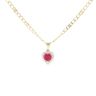 Children's 14ct Yellow Gold Red Gemstone And Cubic Zirconia Heart Pendant And Chain 18"