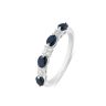 9ct White Gold Black Sapphire With Diamond Eternity Style Ring