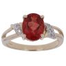 9ct Yellow Gold 0.03ct Diamond and Red Beryl Ring