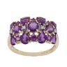 9ct Yellow Gold 0.05ct Diamond and Amethyst Fancy Cluster Ring