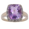 9ct Yellow Gold 0.07ct Diamond and Amethyst Cluster Ring