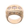 9ct Yellow Gold Three Stone Cubic Zirconia Signet Ring