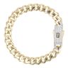 14ct Yellow Gold Monaco Classic Pave Lock Curb Bracelet 8"