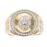14ct Yellow and White Gold Cubic Zirconia Lion Ring