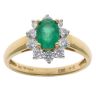 18ct Yellow Gold 0.53ct Brilliant Cut Diamond and Emerald Cluster Ring