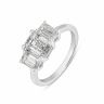 9ct White Gold 2.50ct Emerald Cut Trilogy Lab Grown Diamond Ring Lab Grown