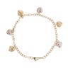 14ct Yellow and White Gold Heart Charm Bracelet 7.5"