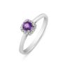 9ct White Gold Amethyst Diamond Halo Solitaire Ring