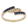 18ct Yellow Gold 0.05ct Diamond and Sapphire Crossover Ring