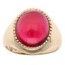 9ct Yellow Gold Created Ruby Cabochon Signet Ring