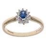 9ct Yellow Gold 0.09ct Diamond and Sapphire Cluster Ring