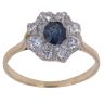9ct Yellow Gold 0.50ct Brilliant Cut Diamond and Sapphire Cluster Ring