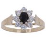 9ct Yellow Gold Sapphire and Cubic Zirconia Cluster Ring