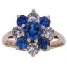 9ct Yellow Gold Blue and Colourless Gemstone Cluster Ring