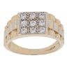9ct Yellow And White Gold Cubic Zirconia Watch Style Signet Ring