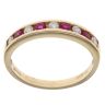 18ct Yellow Gold 0.15ct Diamond and Ruby Half Eternity Ring