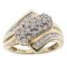 9ct Yellow Gold 0.80ct Brilliant And Baguette Cut Diamond Crossover Ring