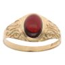 9ct Yellow Gold Patterned Garnet Signet Ring