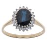 9ct Yellow Gold 0.25ct Brilliant Cut Diamond and Sapphire Cluster Ring