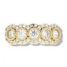 9ct Yellow Gold 5 Stone Cubic Zirconia Halo Ring