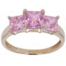 14ct Yellow Gold Pink Cubic Zirconia Three Stone Ring