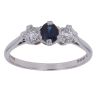 18ct White Gold 0.25ct Diamond and Sapphire Three Stone Ring