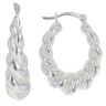 Silver Twisted Oval Hoop Earrings By Icesia