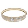 9ct Yellow and White Gold Floral Patterned Hinged Bangle