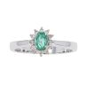 9ct White Gold Diamond And Emerald Oval Cluster Ring by Anya Belle