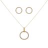 Silver Gold Plated Cubic Zirconia Disc Pendant and Earrings Set