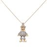 9ct Yellow Gold 0.10ct Diamond Clown Pendant and Chain 18"