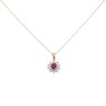 18ct Yellow Gold 0.50ct Brilliant Cut Diamond and Ruby Cluster Pendant And Chain 18"