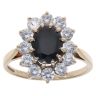 9ct Yellow Gold Sapphire and Cubic Zirconia Cluster Ring