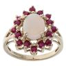 9ct Yellow Gold Opal and Ruby Cluster Ring
