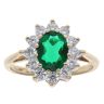 9ct Yellow Gold Emerald and Cubic Zirconia Cluster Ring