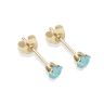 9ct Yellow Gold Aqua Cubic Zirconia Stud Earrings 3mm